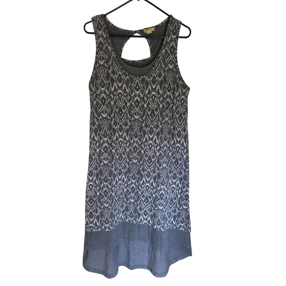 Mod-o-doc Womens XL Gray Ikat‎ Diamond Print Keyhole Back Sleeveless Dress